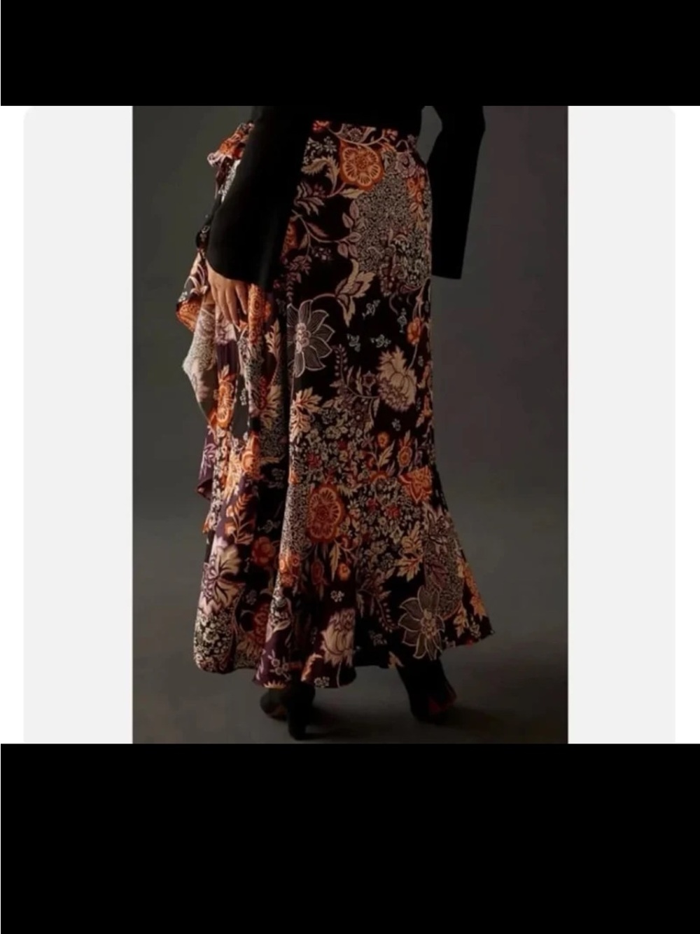 Anthropologie Maeve Ruffled True Wrap Floral Flowy Maxi Skirt size Medium - Picture 10 of 12
